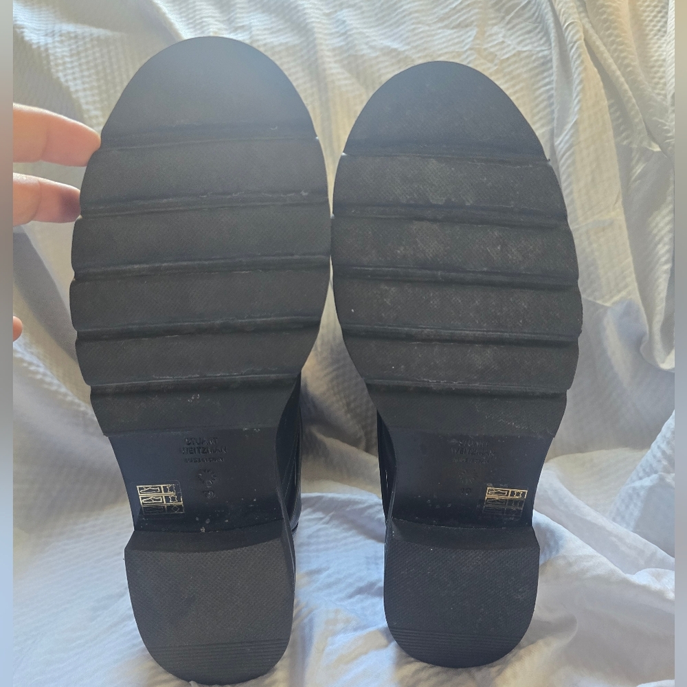 Stuart Weitzman NEW Black Combat Boots with Gold Buckle - Picture 10 of 14